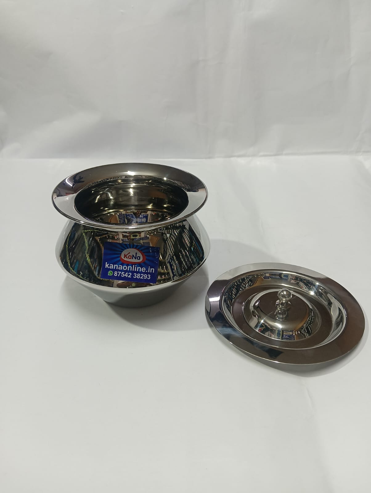 Stainless Steel Fancy Belly Shape Ghee Pot With Lid 3-Piece - Image 9