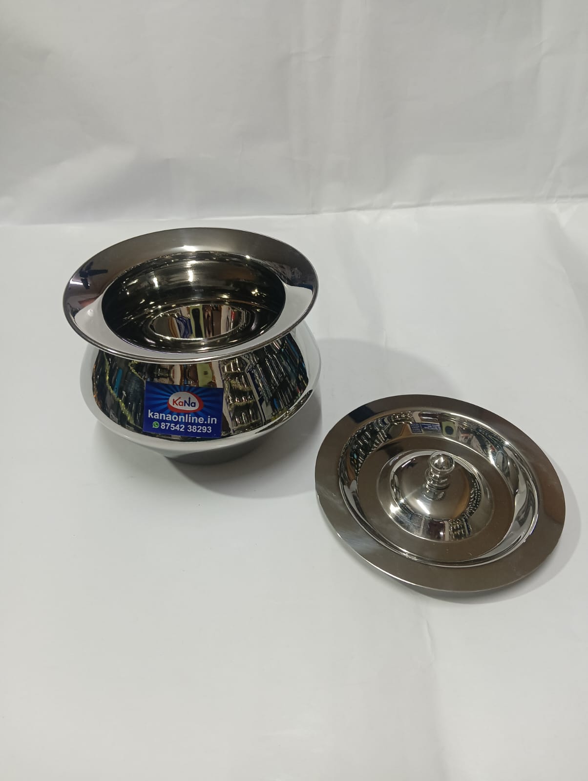 Stainless Steel Fancy Belly Shape Ghee Pot With Lid 3-Piece - Image 12