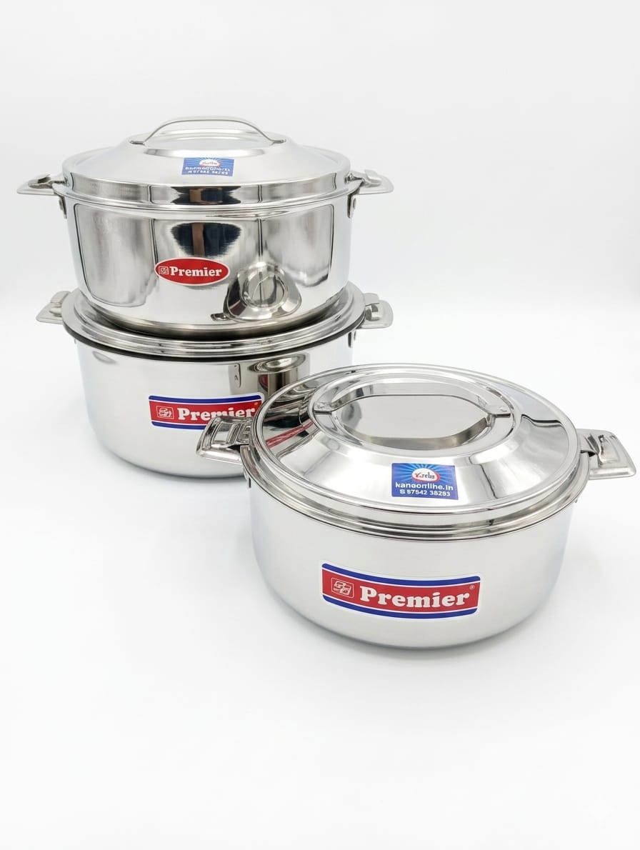 Premier Stainless Steel Double-Walled Insulated Casserole Hot Box Set (Set of 3)