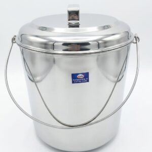 Stainless Steel Thooku Vaali (Multipurpose Storage Bucket with Lid)