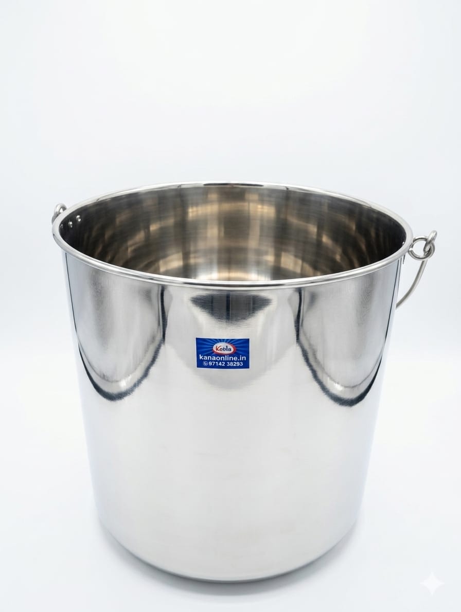 Stainless Steel Thooku Vaali (Multipurpose Storage Bucket with Lid) - Image 3