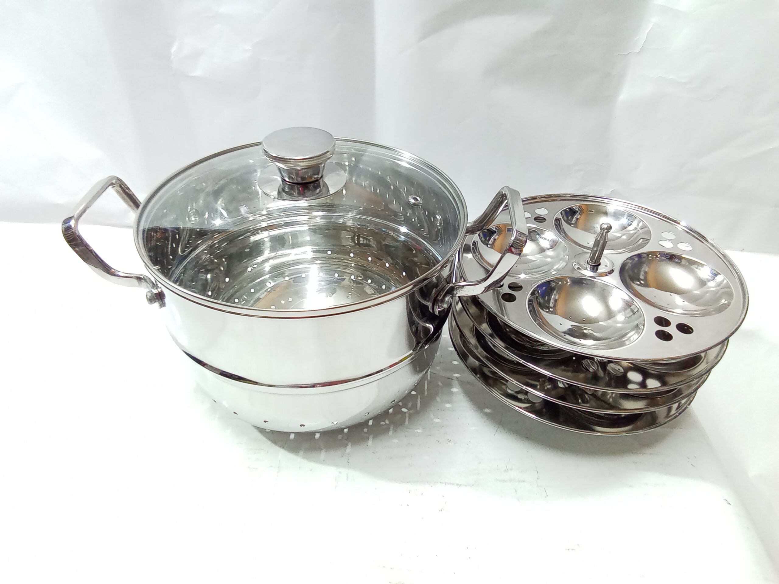 EURO Style Deluxe Globe Stainless Steel Multipurpose Cooking Steamer Pot Set (16 Idlies, Medium size). - Image 3