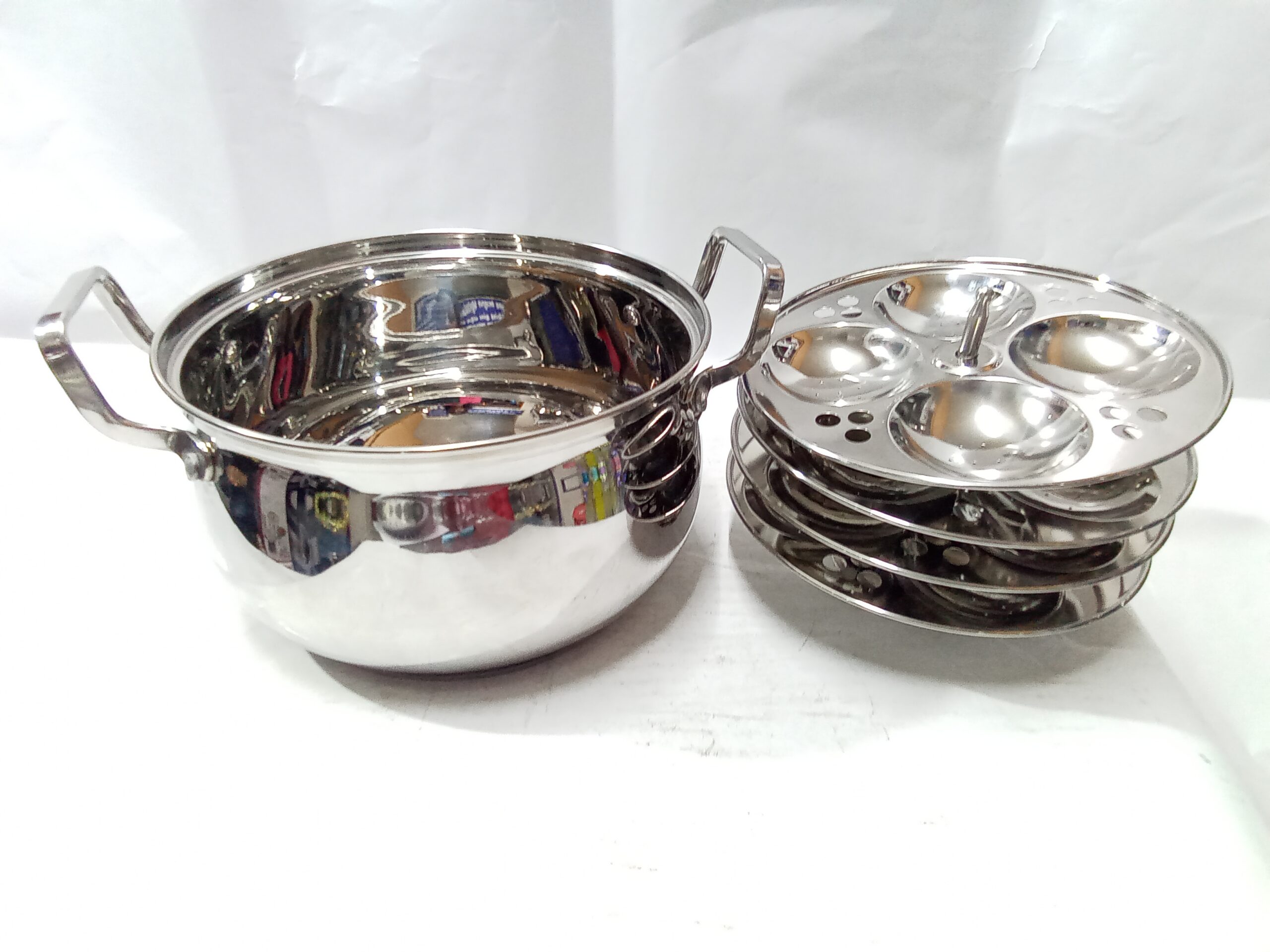 EURO Style Deluxe Globe Stainless Steel Multipurpose Cooking Steamer Pot Set (16 Idlies, Medium size). - Image 4