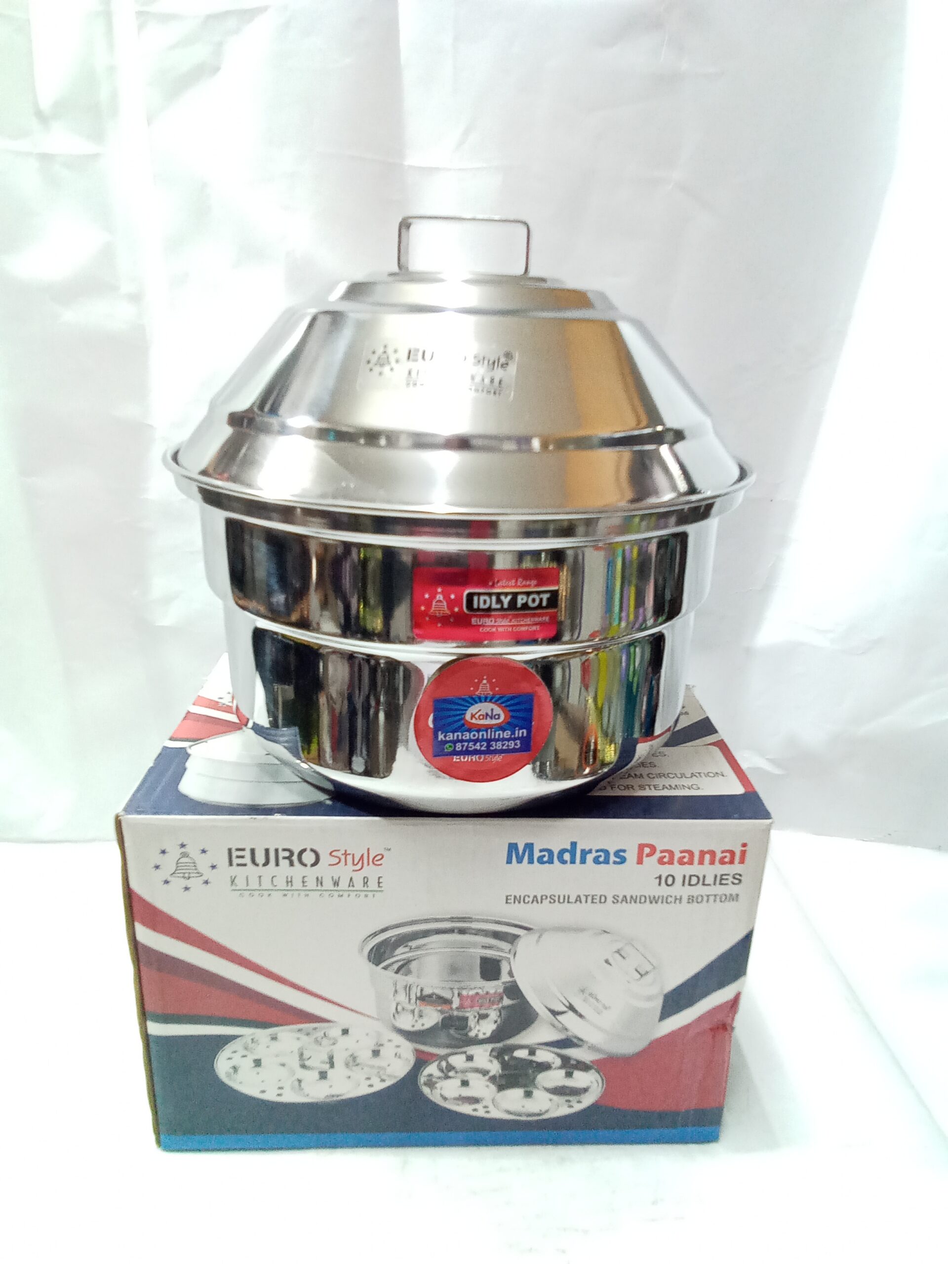 EUROStyle Madras Paanai 10 Idlies Stainless Steel Steamer Pot