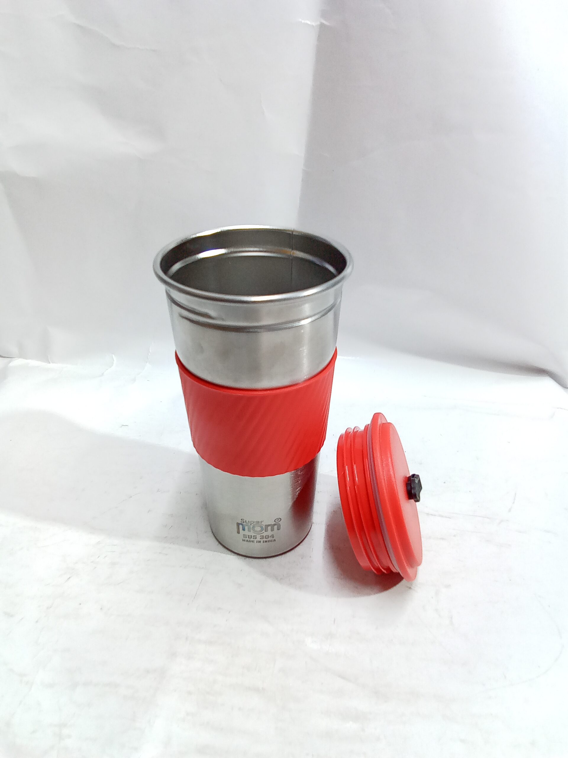 Super Mom Sip Mate Stainless Steel Insulated Travel Tumbler, 500 ml, for Hot & Cold Drinks, Silicone Grip, with Lid - Image 2